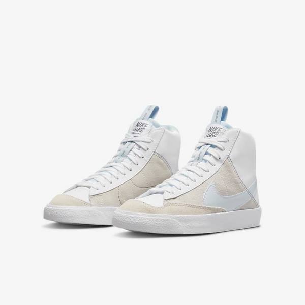 Kids' Nike Blazer Mid 77 SE Dance Older Sneakers White / Blue Grey | NK985EBV