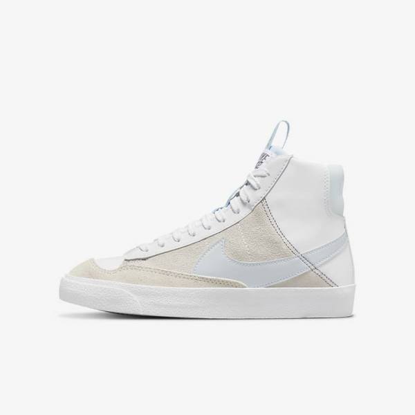 Kids\' Nike Blazer Mid 77 SE Dance Older Sneakers White / Blue Grey | NK985EBV