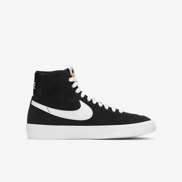 Kids' Nike Blazer Mid 77 Suede Older Sneakers Black / Orange / White | NK618HJA