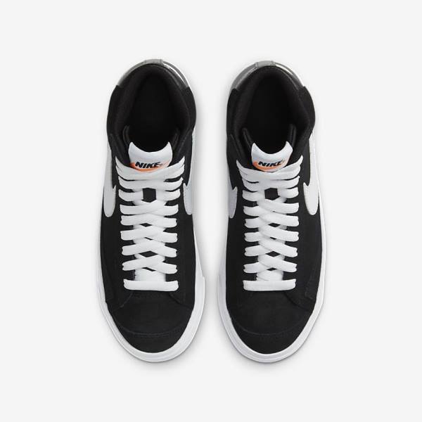 Kids' Nike Blazer Mid 77 Suede Older Sneakers Black / Orange / White | NK618HJA