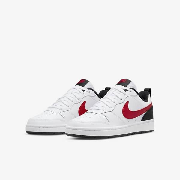 Kids' Nike Court Borough Low 2 Older Sneakers White / Black / Red | NK203XTO