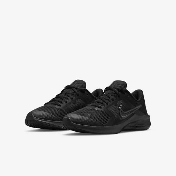 Kids' Nike Downshifter 11 Older Road Sneakers Black / Dark Grey | NK475DKF