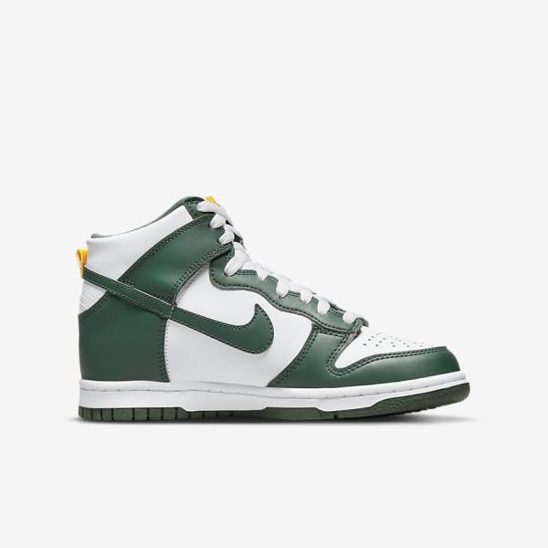 Kids' Nike Dunk High Older Sneakers Green / Gold / White | NK137AGN