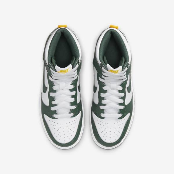 Kids' Nike Dunk High Older Sneakers Green / Gold / White | NK137AGN