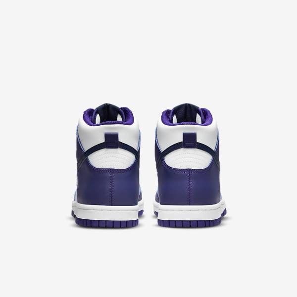 Kids' Nike Dunk High Older Sneakers White / Purple / Navy | NK908CBQ