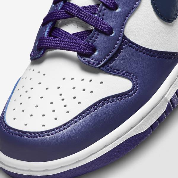 Kids' Nike Dunk High Older Sneakers White / Purple / Navy | NK908CBQ