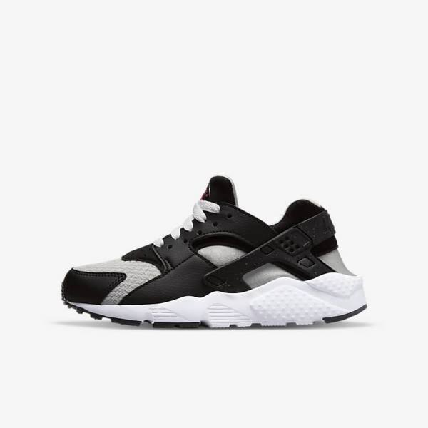 Kids\' Nike Huarache Run Older Sneakers Black / Grey / White / Red | NK294FZP