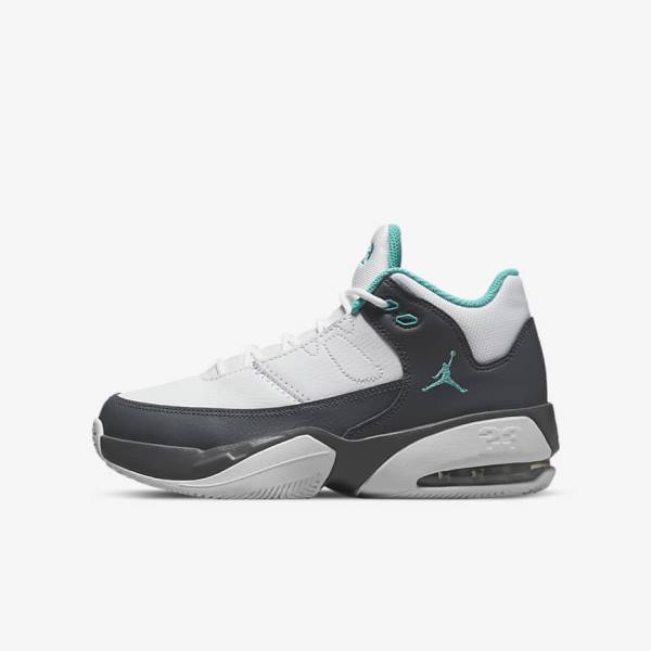 Kids\' Nike Jordan Max Aura 3 Older Jordan Shoes White / Grey / Turquoise | NK265PZI