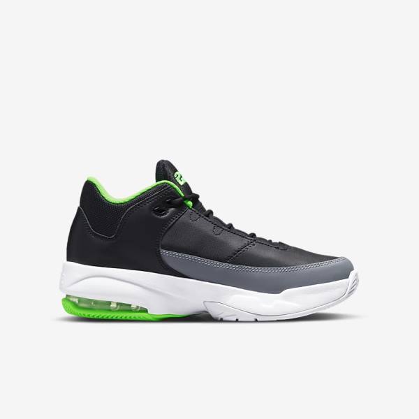 Kids' Nike Jordan Max Aura 3 Older Jordan Shoes Black / Grey / White / Green | NK971QGR