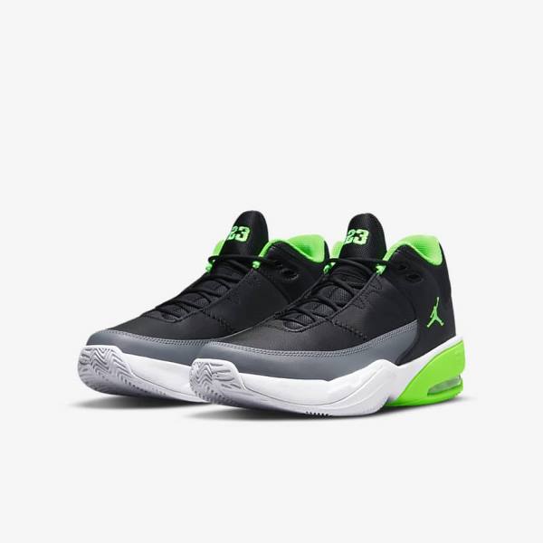 Kids' Nike Jordan Max Aura 3 Older Jordan Shoes Black / Grey / White / Green | NK971QGR