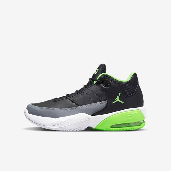 Kids\' Nike Jordan Max Aura 3 Older Jordan Shoes Black / Grey / White / Green | NK971QGR