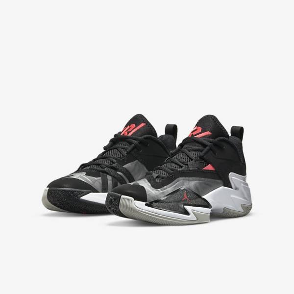 Kids' Nike Jordan One Take 3 Older Jordan Shoes Black / White / Grey / Light Red | NK407TPF