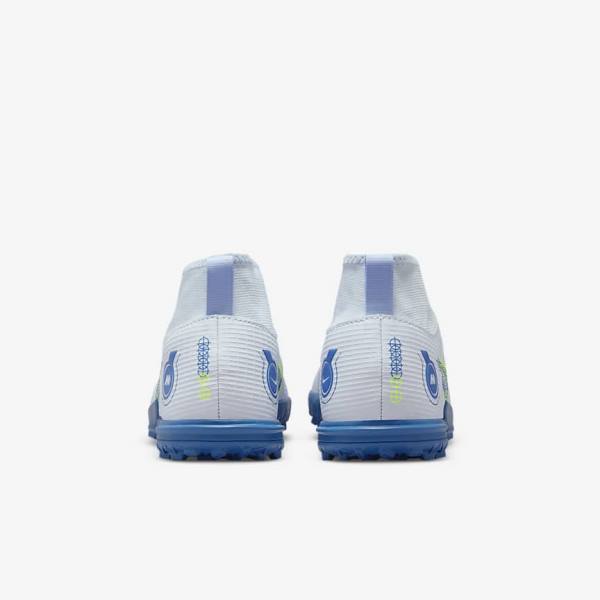 Kids' Nike Jr. Mercurial Superfly 8 Academy TF Older Turf Football Shoes Grey / Light Blue / Dark Blue | NK372BTN