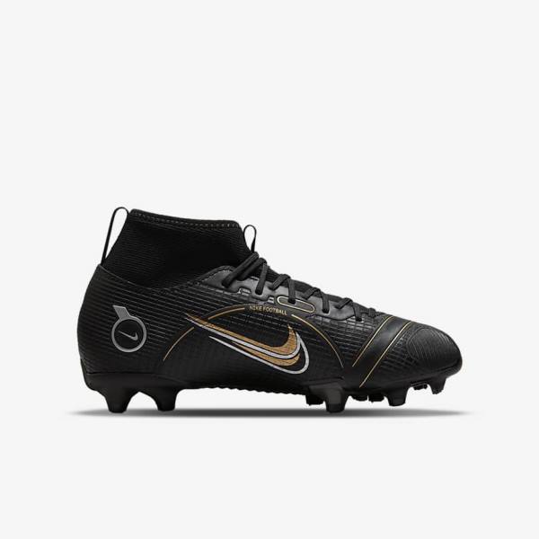 Kids' Nike Jr. Mercurial Superfly 8 Academy MG Older Multi-Ground Football Shoes Black / Metal Silver / Grey / Metal Gold | NK519JBA