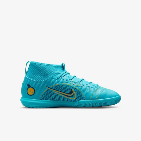 Kids' Nike Jr. Mercurial Superfly 8 Academy IC Younger and Older Indoor Court Football Shoes Blue / Orange | NK723KJS