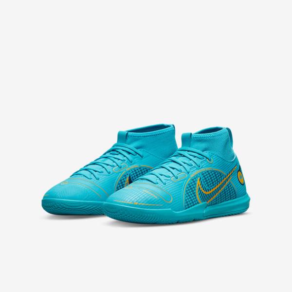 Kids' Nike Jr. Mercurial Superfly 8 Academy IC Younger and Older Indoor Court Football Shoes Blue / Orange | NK723KJS