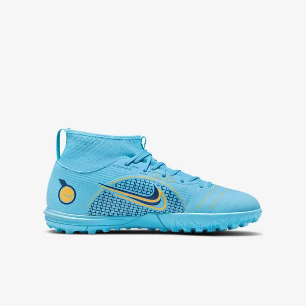 Kids' Nike Jr. Mercurial Superfly 8 Academy TF Older Turf Football Shoes Blue / Orange | NK786MBF