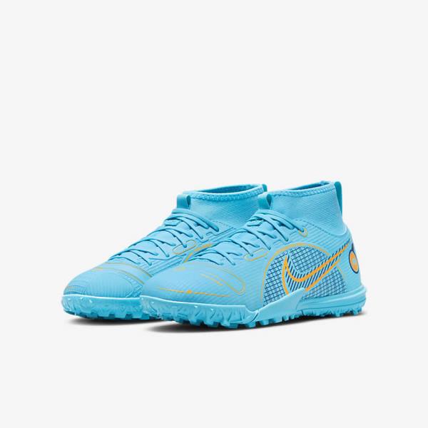 Kids' Nike Jr. Mercurial Superfly 8 Academy TF Older Turf Football Shoes Blue / Orange | NK786MBF