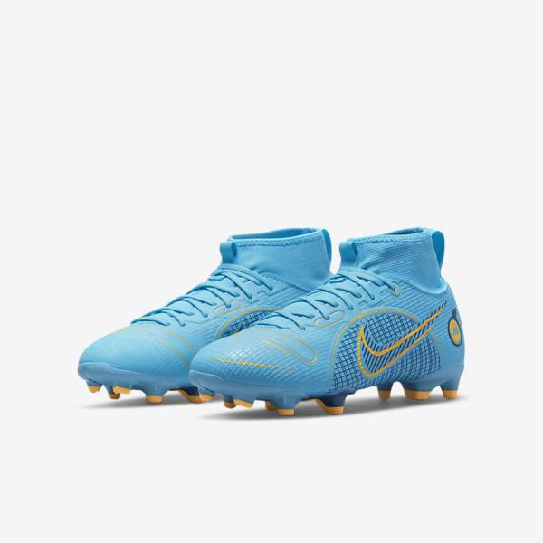 Kids' Nike Jr. Mercurial Superfly 8 Academy MG Older Multi-Ground Football Shoes Blue / Orange | NK968KNU