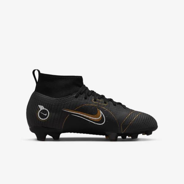 Kids' Nike Jr. Mercurial Superfly 8 Pro FG Younger and Older Firm-Grounds Football Shoes Black / Metal Silver / Grey / Metal Gold | NK124CDS