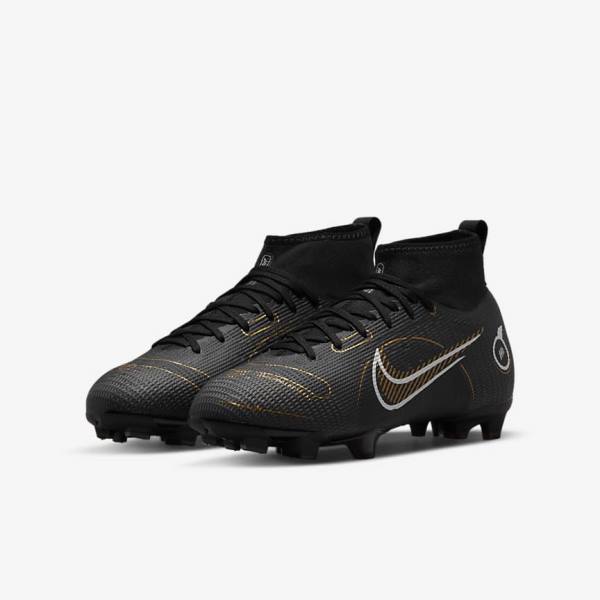 Kids' Nike Jr. Mercurial Superfly 8 Pro FG Younger and Older Firm-Grounds Football Shoes Black / Metal Silver / Grey / Metal Gold | NK124CDS