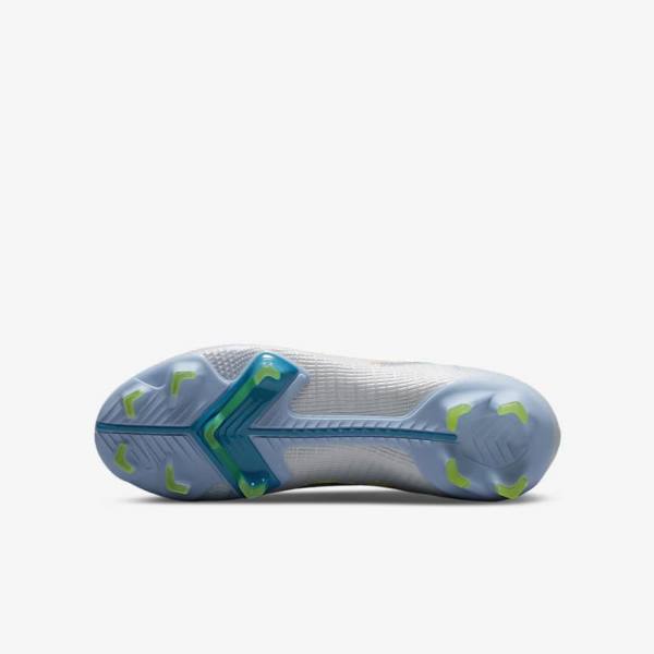 Kids' Nike Jr. Mercurial Superfly 8 Pro FG Younger and Older Firm-Grounds Football Shoes Grey / Light Blue | NK687ZNB