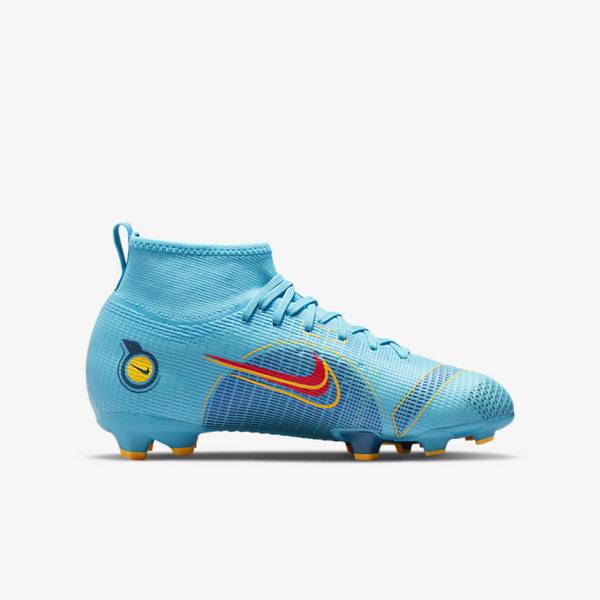 Kids' Nike Jr. Mercurial Superfly 8 Pro FG Younger and Older Firm-Grounds Football Shoes Blue / Orange | NK946QYD