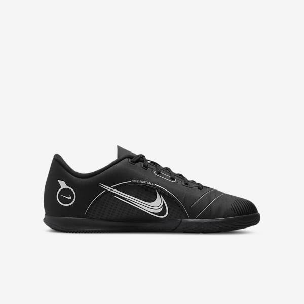 Kids' Nike Jr. Mercurial Vapor 14 Club IC Older Indoor Court Football Shoes Black / Grey / Metal Silver | NK493FUQ