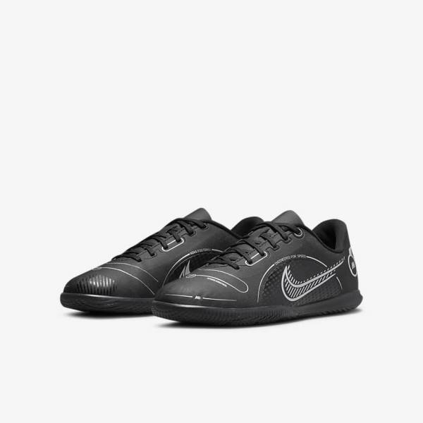 Kids' Nike Jr. Mercurial Vapor 14 Club IC Older Indoor Court Football Shoes Black / Grey / Metal Silver | NK493FUQ