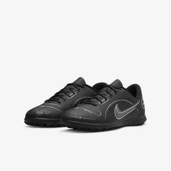 Kids' Nike Jr. Mercurial Vapor 14 Club TF Older Kids Turf Football Shoes Black / Grey / Metal Silver | NK371UGA