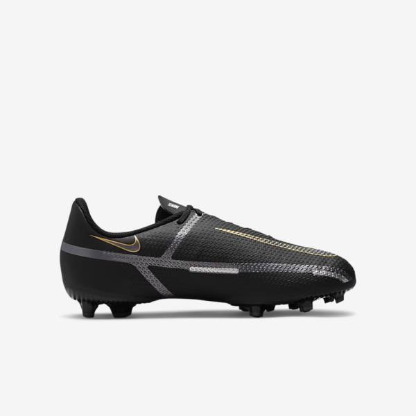 Kids' Nike Jr. Phantom GT2 Academy MG Older Multi-Ground Football Shoes Black / Metal Gold / Dark Grey / Metal Dark Grey | NK270VWT