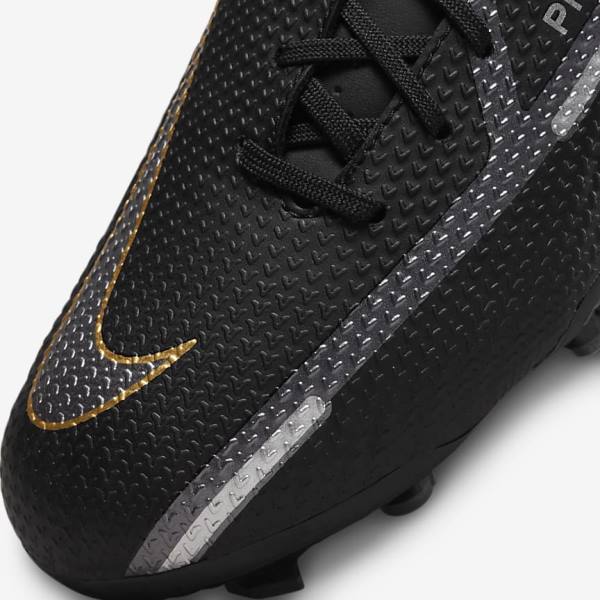 Kids' Nike Jr. Phantom GT2 Academy MG Older Multi-Ground Football Shoes Black / Metal Gold / Dark Grey / Metal Dark Grey | NK270VWT