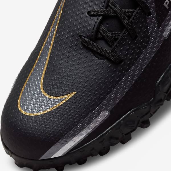 Kids' Nike Jr. Phantom GT2 Academy TF Older Turf Football Shoes Black / Metal Gold / Dark Grey / Metal Dark Grey | NK859UYR