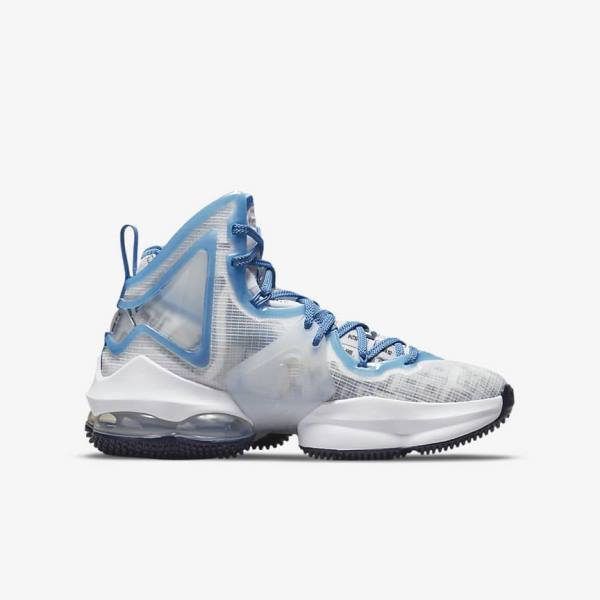 Kids' Nike LeBron 19 Older Basketball Shoes White / Blue | NK167XBD