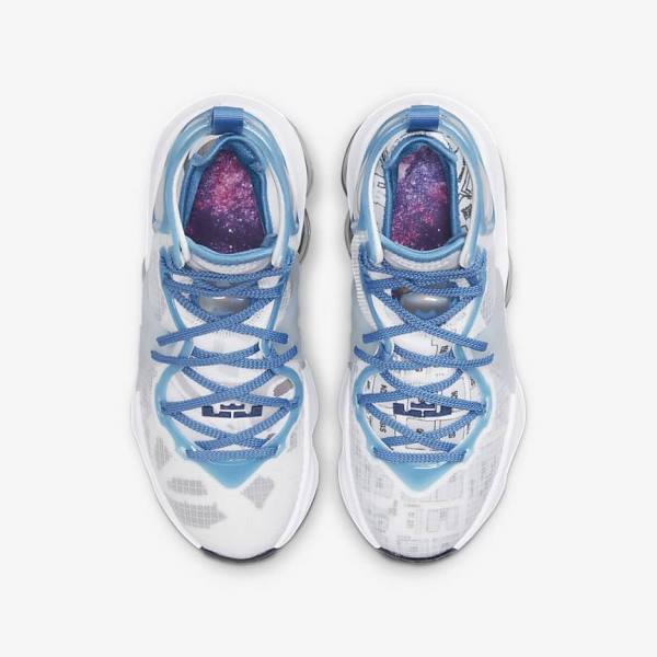 Kids' Nike LeBron 19 Older Basketball Shoes White / Blue | NK167XBD