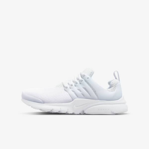 Kids\' Nike Presto Older Sneakers White / Platinum / White | NK653CXO