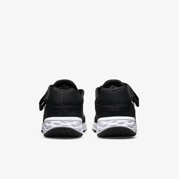 Kids' Nike Revolution 6 FlyEase Older Easy On-Off Road Running Shoes Black / Dark Grey / White | NK534IOQ