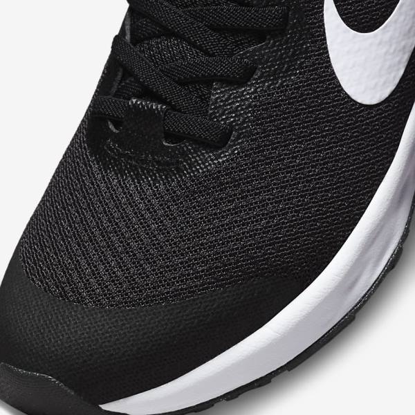 Kids' Nike Revolution 6 FlyEase Older Easy On-Off Road Running Shoes Black / Dark Grey / White | NK534IOQ