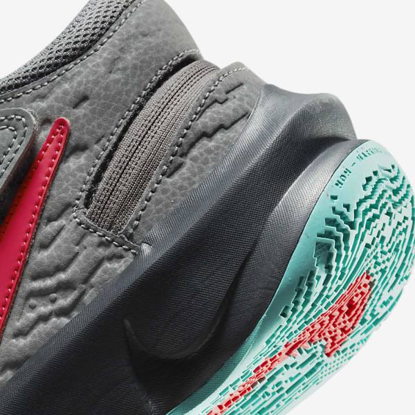 Kids' Nike Team Hustle D 10 FlyEase Older Basketball Shoes Grey / Dark Grey / Turquoise / Red | NK206YJU