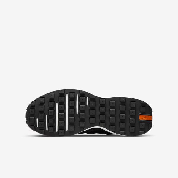 Kids' Nike Waffle One Older Sneakers Black / White / Orange / Black | NK790ROP