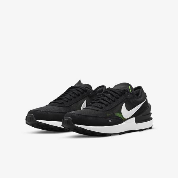 Kids' Nike Waffle One Older Sneakers Dark Grey / Black / Green | NK509LNK