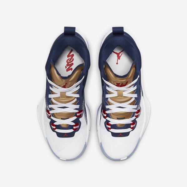 Kids' Nike Zion 1 Older Sneakers Blue / White / Metal Gold / Red | NK721DKA