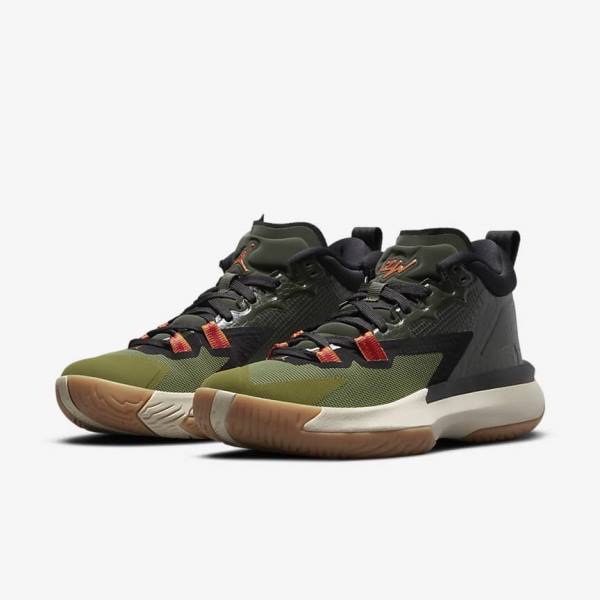 Kids' Nike Zion 1 Older Sneakers Dark Grey Green / Black | NK896ZFK