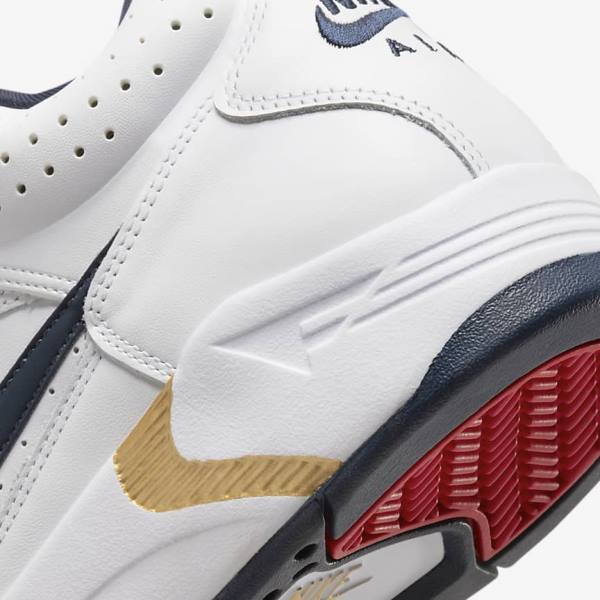 Men's Nike Air Flight Lite Mid Sneakers White / Red / Metal Gold / Navy | NK472QGZ