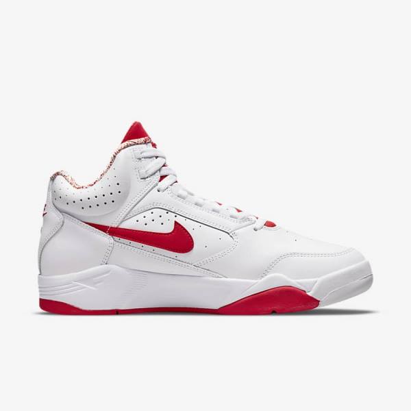 Men's Nike Air Flight Lite Mid Sneakers White / Red | NK792OUL