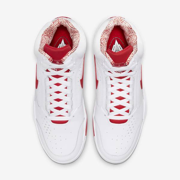 Men's Nike Air Flight Lite Mid Sneakers White / Red | NK792OUL