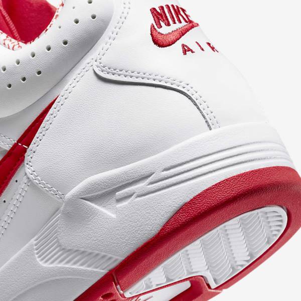 Men's Nike Air Flight Lite Mid Sneakers White / Red | NK792OUL