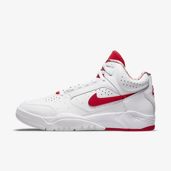 Men\'s Nike Air Flight Lite Mid Sneakers White / Red | NK792OUL