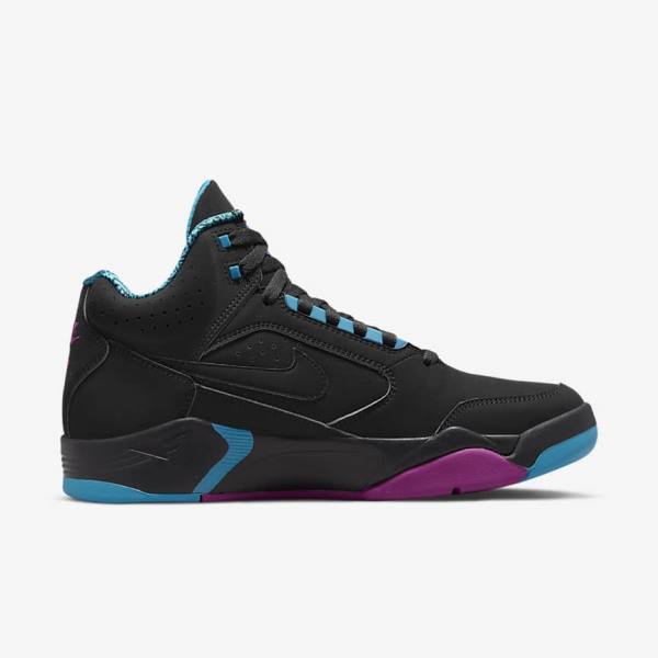 Men's Nike Air Flight Lite Mid Sneakers Black / Turquoise / Red Purple / Black | NK841LFA