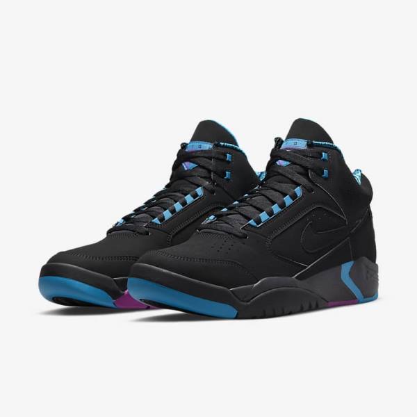 Men's Nike Air Flight Lite Mid Sneakers Black / Turquoise / Red Purple / Black | NK841LFA